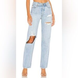 NEW GRLFRND Mica in To The Limit High Rise Straight Leg Destroyed Jeans Size 24